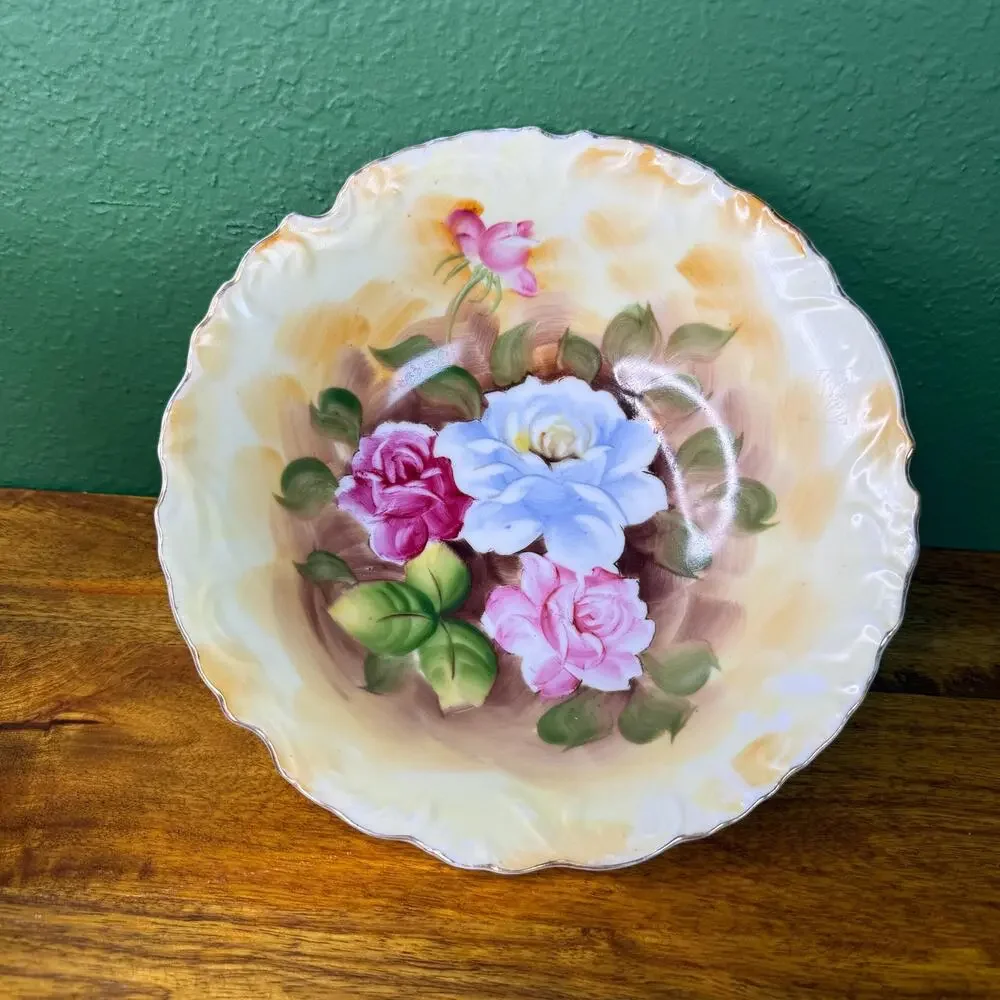 Vintage Enesco Hand Painted Bowl Floral Farmhouse Dish